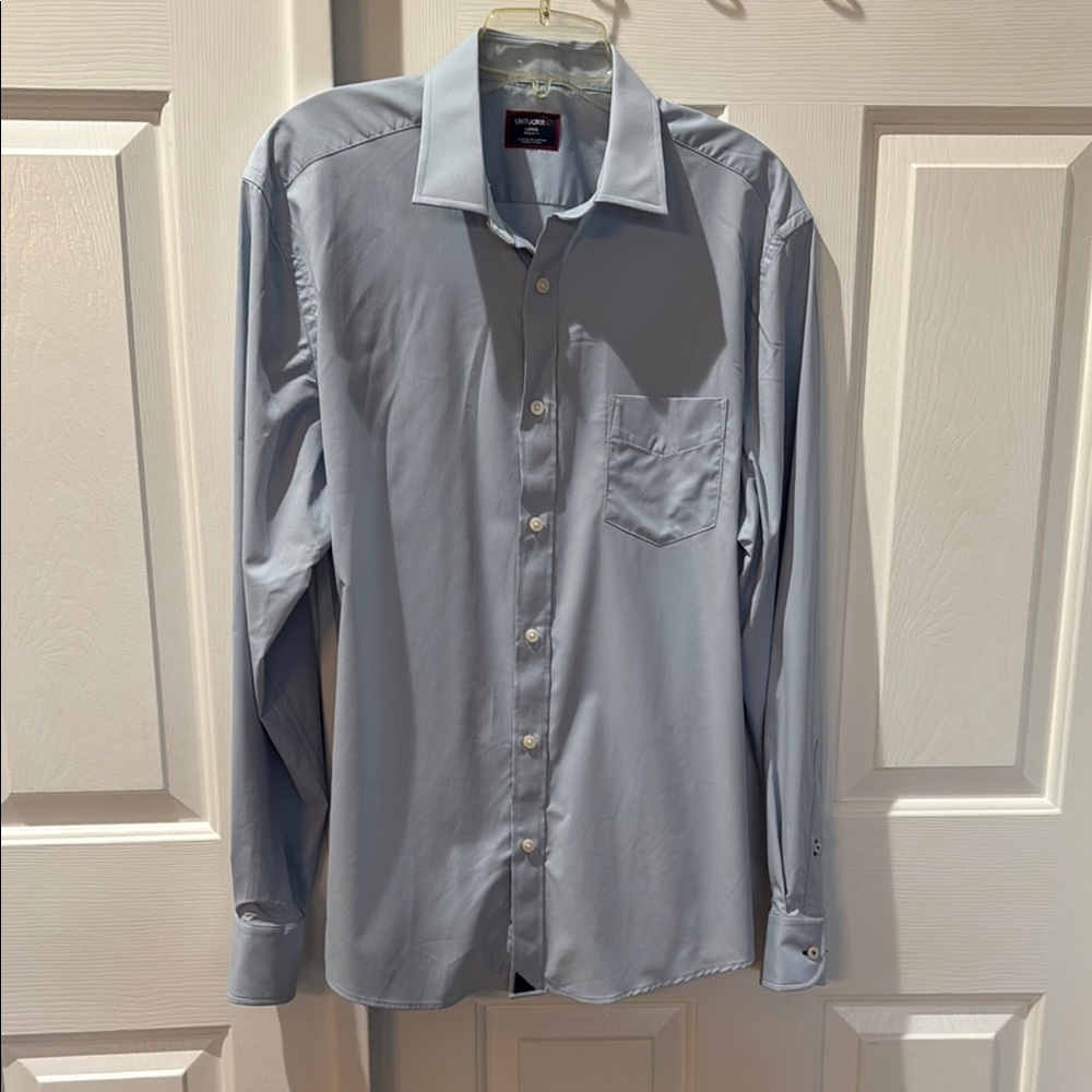 UNTUCKIT Slim Fit Sky Blue Men's Dress Shirt, Size L